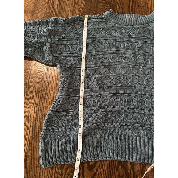 Vintage Finalist Fisherman Cable Knit Cotton Blue Sweater Mens Size L Grandpa - Picture 7 of 7